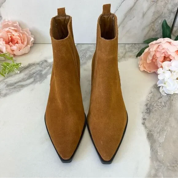 MARC FISHER Yarita Pointed Toe Bootie In Cognac Leather Size 6 NEW - Picture 7 of 14